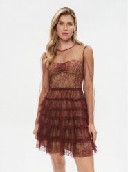 TWINSET Sukienka koktajlowa 232TT2071 Bordowy Regular Fit. Czerwone sukienki damskie Twinset, bez wzorów, z syntetyku, wizytowe, bez ramiączek. Za 759.99 zł.
