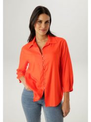 Aniston Bluzka w kolorze czerwonym rozmiar: 46. Czerwone bluzki damskie Aniston, bez wzorów, z wiskozy, bez kołnierzyka, bez ramiączek. Za 130.99 zł.