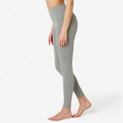 Legginsy fitness damskie Domyos slim. Szare legginsy damskie DOMYOS, l, bez wzorów, z bawełny. Za 49.99 zł.