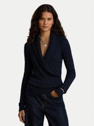 LAUREN RALPH LAUREN Sweter 200P14042002 Granatowy Relaxed Fit. Niebieskie swetry klasyczne damskie Lauren Ralph Lauren, s, z bawełny, bez kołnierzyka. Za 806.99 zł.