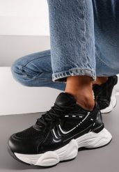 Czarne Sneakersy przed Kostkę z Przeszyciami Portle. Czarne obuwie sportowe damskie Renee, przed kostkę, bez zapięcia. Za 109.99 zł.
