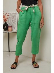 Le Monde du Lin Lniane spodnie w kolorze zielonym rozmiar: 40/42. Zielone spodnie materiałowe damskie Le Monde du Lin, bez wzorów, ze lnu. Za 179.95 zł.