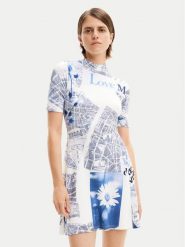 Desigual Sukienka codzienna MONSIEUR CHRISTIAN LACROIX Clavelitos 24SWVK54 Niebieski Regular Fit. Niebieskie sukienki damskie Desigual, bez wzorów, z wiskozy, bez ramiączek. Za 189.99 zł.
