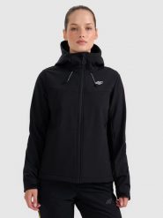 4F Kurtka softshell wiatroodporna membrana 8000 damska - czarna M. Czarne kurtki sportowe damskie 4F, m, bez wzorów, z softshellu, bez kaptura. Za 299.99 zł.