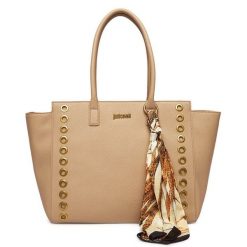 Torebka Just Cavalli. Brązowe shopper bag Just Cavalli, bez wzorów, bez dodatków. Za 849.99 zł.