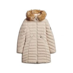 Parka dla kobiet Superdry Fuji. Brązowe parki damskie Superdry, na zimę, bez kaptura. W wyprzedaży za 521.00 zł.