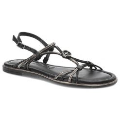 Czarne Sandały Tamaris Eleganckie Płaskie Buty. Czarne sandały damskie Tamaris, z aplikacjami, ze skóry, bez obcasa, na płaskiej podeszwie, bez zapięcia. Za 329.00 zł.