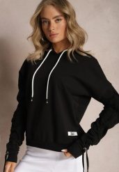 Czarna Bluza Bawełniana z Kapturem Dolcean. Czarne bluzy damskie Renee, bez wzorów, z bawełny, z kapturem. Za 89.99 zł.