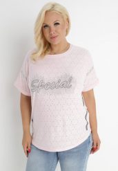 Różowa Bluzka Iphiche. Czerwone bluzki damskie Born2be, m, z aplikacjami, z bawełny, klasyczne, bez kołnierzyka, bez ramiączek. Za 24.99 zł.