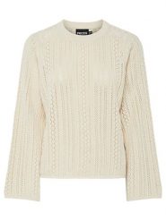 Pieces Sweter w kolorze kremowym rozmiar: XS. Brązowe swetry klasyczne damskie Pieces, xs, z bawełny, bez kołnierzyka. Za 70.24 zł.