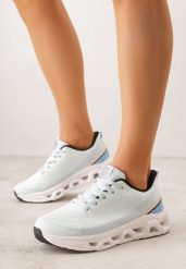 Niebieskie Buty Sportowe na Grubej Geometrycznej Podeszwie Alexusa. Niebieskie obuwie sportowe casual damskie Born2be, z dresówki. Za 119.99 zł.