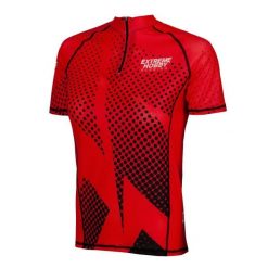 Koszulka biegowa damska z zamkiem i krótkim rękawem EXTREME HOBBY HALFTONE. Czerwone koszulki damskie EXTREME HOBBY, l, bez wzorów, z elastanu, bez kołnierzyka, bez ramiączek. Za 159.00 zł.