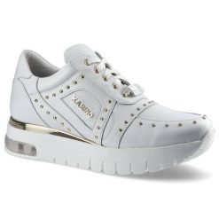 Białe Sneakersy Karino Damskie Skórzane Półbuty. Białe półbuty damskie Karino, bez wzorów, ze skóry, bez obcasa, na platformie, bez zapięcia. Za 275.00 zł.