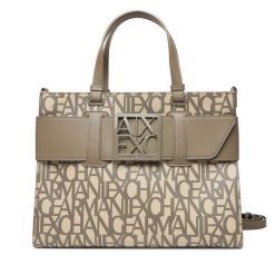 Torebka Armani Exchange. Brązowe shopper bag Armani Exchange, bez wzorów, bez dodatków. Za 869.99 zł.
