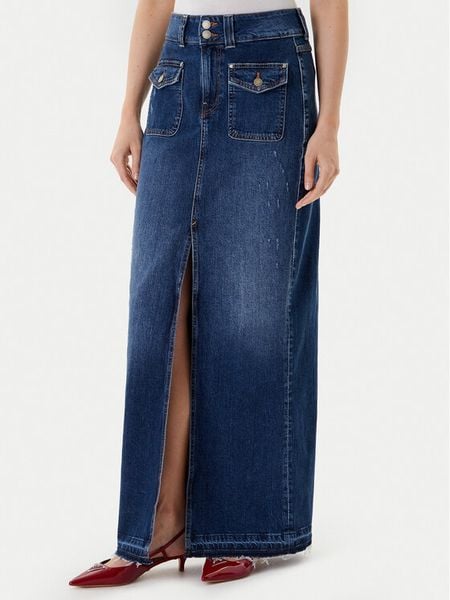 Guess Spódnica jeansowa W5YD63 D5QP3 Niebieski Regular Fit. Niebieskie spódnice damskie Guess, z aplikacjami, z bawełny. Za 262.99 zł.