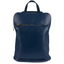 Plecak skórzany torebka 2w1 Vera Pelle S40 granatowy. Niebieskie plecaki bez wzorów, ze skóry. Za 274.99 zł.