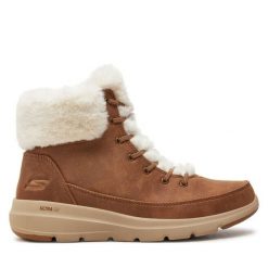 Trzewiki Skechers. Brązowe botki damskie Skechers, bez obcasa, na płaskiej podeszwie, bez zapięcia. Za 309.99 zł.
