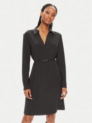 Calvin Klein Sukienka koszulowa K20K207152 Czarny Regular Fit. Czarne sukienki damskie Calvin Klein, bez wzorów, z syntetyku, bez ramiączek. Za 449.99 zł.