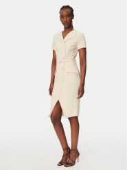 Rinascimento Sukienka koktajlowa CFC0127893003 Beżowy Slim Fit. Brązowe sukienki damskie Rinascimento, bez wzorów, z syntetyku, wizytowe, bez ramiączek. Za 699.99 zł.