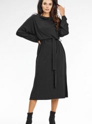 Sukienka Model A671 Black - awama. Czarne sukienki damskie Awama, bez wzorów, z dzianiny, biznesowe, bez ramiączek. Za 329.82 zł.