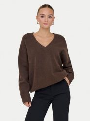 ONLY Sweter Mari 15360940 Brązowy Loose Fit. Brązowe swetry klasyczne damskie Only, xl, z syntetyku, bez kołnierzyka. Za 169.99 zł.