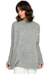 Elegancki gruby sweter z kimonowymi rękawami jasny szary. Szare swetry klasyczne damskie Polskie swetry, s, z dzianiny, bez kołnierzyka. Za 229.00 zł.