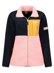Geographical Norway Kurtka polarowa "Talexa" w kolorze czarno-jasnoróżowo-pomarańczowym rozmiar: S. Czarne kurtki damskie Geographical Norway, s, bez wzorów, z polaru, bez kaptura. Za 164.92 zł.