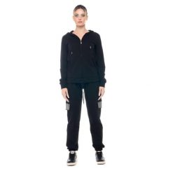 Bluza miękka z bawełna z kaptur na co dzień. Czarne bluzy damskie LEONE 1947 APPAREL, z bawełny, bez zapięcia, na fitness i siłownię. W wyprzedaży za 224.31 zł.