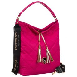 Shopperka różowa Peterson [DH] PTN 17001. Czerwone shopper bag Peterson, z aplikacjami, ze skóry ekologicznej, duże, bez dodatków. Za 234.00 zł.