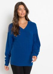 Sweter dzianinowy oversize. Czerwone swetry klasyczne damskie bonprix, z dzianiny, bez kołnierzyka. Za 107.99 zł.
