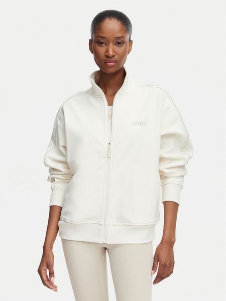 Guess Bluza V5BQ15 KCX22 Kremowy Regular Fit. Białe bluzy damskie Guess, xs, z aplikacjami, z syntetyku, bez kaptura. Za 474.99 zł.