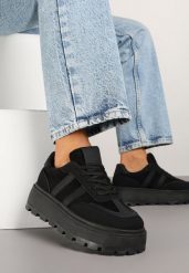 Czarne Sneakersy w Stylu Klasycznych Tenisówek na Platformie ze Żłobieniami Xarmio. Czarne obuwie sportowe damskie Renee, z jeansu, bez zapięcia, tenisowe. Za 89.99 zł.