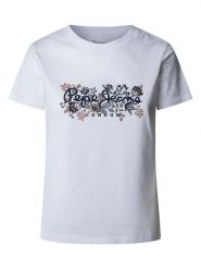 Pepe Jeans Koszulka "Rosalind" w kolorze białym rozmiar: XL. Białe bluzki damskie Pepe Jeans, xl, bez wzorów, z bawełny, bez kołnierzyka, bez ramiączek. Za 109.52 zł.