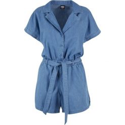 Damski jumpsuit Urban Classics. Niebieskie kombinezony damskie Urban Classics, l, bez wzorów, z bawełny, eleganckie, bez kołnierzyka, bez ramiączek. Za 216.90 zł.