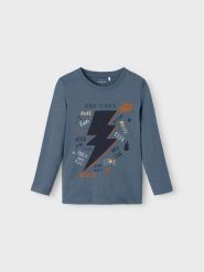 NAME IT Bluzka 13218862 Niebieski Regular Fit. Niebieskie t-shirty i koszulki chłopięce Name it, bez wzorów, z bawełny, bez kołnierzyka, bez ramiączek. Za 49.99 zł.