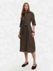 Max Mara Sukienka koszulowa Salute 2516221028 Zielony Regular Fit. Zielone sukienki damskie Max Mara, bez wzorów, ze lnu, bez ramiączek. Za 1,419.00 zł.