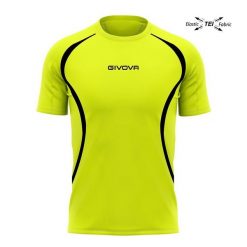 Unisex Koszulka Biegowa Givova Fluo Żółto-Czarna. Czarne koszulki damskie Givova, bez wzorów, z elastanu, bez kołnierzyka, bez ramiączek. Za 82.19 zł.