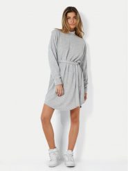 Noisy May Sukienka dzianinowa City 27013883 Szary Regular Fit. Szare sukienki damskie Noisy may, bez wzorów, z dzianiny, bez ramiączek. Za 59.99 zł.
