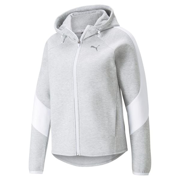 Bluza dresowa damska Puma EVOSTRIPE. Szare bluzy damskie Puma, s, bez wzorów, z dresówki, z kapturem. Za 206.13 zł.