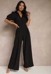 Czarny Kombinezon Taliowany Ozdobiony Klamrą Filenala. Czarne sukienki damskie Renee, bez wzorów, eleganckie, bez ramiączek. W wyprzedaży za 135.99 zł.