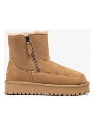 Unisa Skórzane botki "Fuster" w kolorze jasnobrązowym rozmiar: 37. Brązowe botki damskie Unisa, z materiału, bez obcasa, bez zapięcia. Za 245.38 zł.