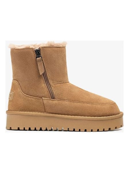 Unisa Skórzane botki "Fuster" w kolorze jasnobrązowym rozmiar: 37. Brązowe botki damskie Unisa, z materiału, bez obcasa, bez zapięcia. Za 245.38 zł.