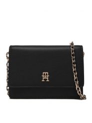 Tommy Hilfiger Torebka Th Icon Card Holder W/Chain AW0AW18248 Czarny. Czarne torebki wieczorowe damskie Tommy Hilfiger, bez wzorów, ze skóry, bez dodatków. Za 289.99 zł.