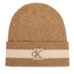 Czapka Calvin Klein. Brązowe czapki damskie Calvin Klein, na zimę, bez wzorów. Za 209.99 zł.