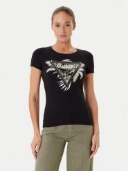 Guess T-Shirt W5YI13 J1314 Czarny Regular Fit. Czarne t-shirty damskie Guess, xs, z aplikacjami, z bawełny, bez kołnierzyka. Za 139.99 zł.