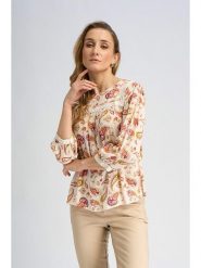 Marks & Spencer Bluzka w kolorze beżowo-różowym rozmiar: 47. Brązowe bluzki damskie Marks & Spencer, bez wzorów, z wiskozy, bez kołnierzyka, bez ramiączek. Za 37.03 zł.