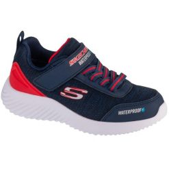 Buty SKECHERS BOUNDER-DRIPPER DROP Niebieski. Niebieskie obuwie trekkingowe damskie Skechers, z tkaniny, bez zapięcia. Za 249.99 zł.