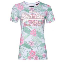Koszulka turystyczna damska Superdry Vintage Logo Tropical t-shirt. Białe koszulki damskie Superdry, bez wzorów, z bawełny, bez ramiączek. Za 88.55 zł.