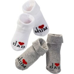 Skarpetki niemowlęce (4 pary) bonprix 2x biały + 2x jasnoszary melanż. Skarpetki chłopięce marki FOUGANZA. Za 29.96 zł.