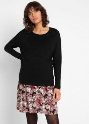 Sukienka ciążowa i do karmienia piersią, 2 w 1. Czarne sukienki damskie bonprix, z aplikacjami, z dzianiny, bez ramiączek. Za 144.99 zł.